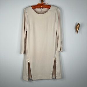J. Crew Cream Long Sleeve Sheath Dress Crew Neck